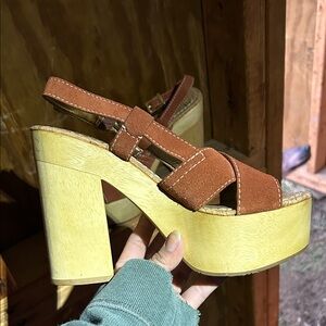 Sam Edelman Tan and Brown Platform Sandals